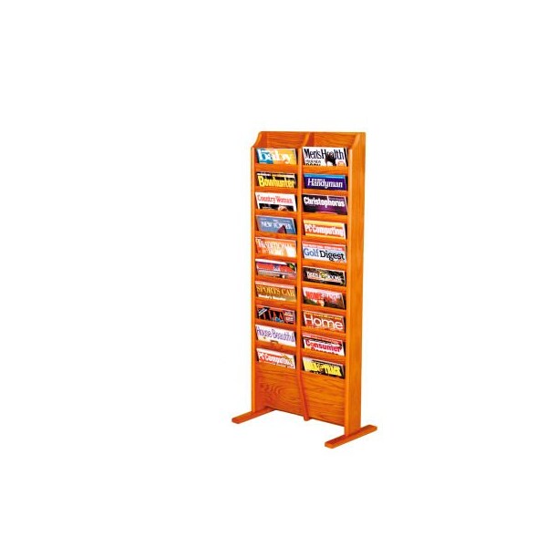 Wooden Mallet 20 Pocket Free Standing Oak Display Medium Oak MR20-FSMO - main